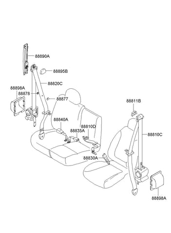 BUCKLE ASSY-FR S/BELTLH <br>88830-4F000ES, <br>888304F000ES, <br>88830 4F000ES <br>(Original, New)