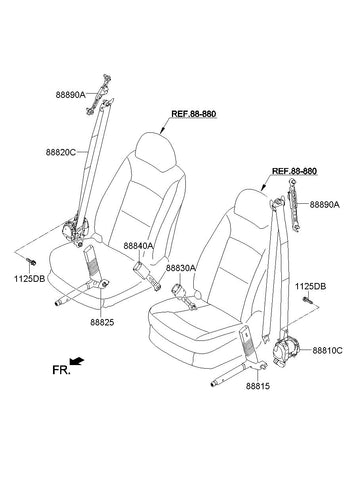 BUCKLE ASSY-FR S/BELTLH <br>88830-2W000RYN, <br>888302W000RYN, <br>88830 2W000RYN <br>(Original, New)