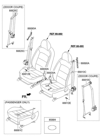 BUCKLE ASSY-FR S/BELTRH <br>88840-A7000WK, <br>88840A7000WK, <br>88840 A7000WK <br>(Original, New)