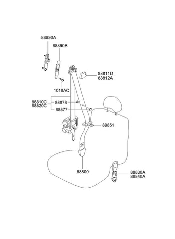 S/BELT ASSY-FR RH <br>88820-H1091LK, <br>88820H1091LK, <br>88820 H1091LK <br>(Original, New)