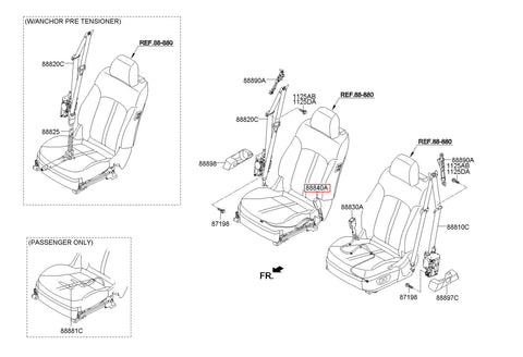 BUCKLE ASSY-FR S/BELT RH 88840-3T300WK (Original, New)