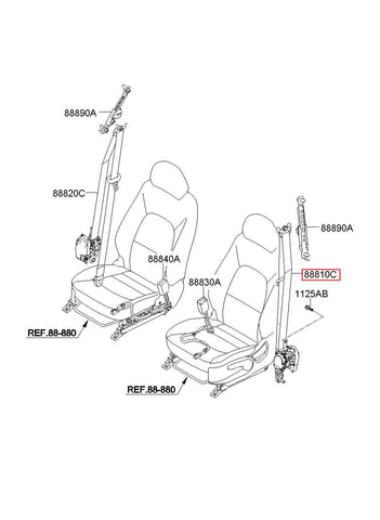 SEAT BELT ASSY-FRONT,LH 88870-1W600HCS (Original, New)