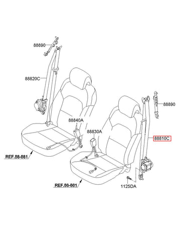 SEAT BELT ASSY-FRONT,LH 88810-3R000S8 (Original, New)