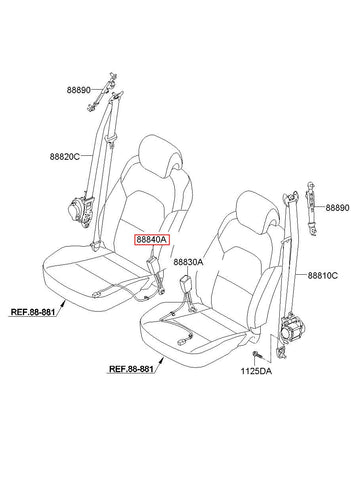 BUCKLE ASSY-FRONT SEAT BELT,RH 88840-3R000WK (Original, New)