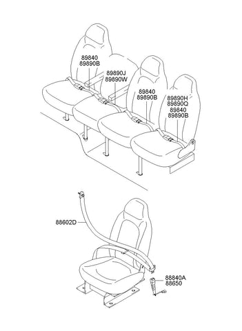 SEAT BELT ASSY-RR <br>89890-8A611, <br>898908A611, <br>89890 8A611 <br>(Original, New)