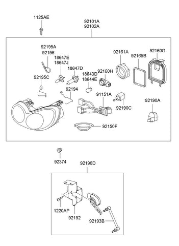 LAMP ASSY-HEAD,RH <br>92102-38001, <br>9210238001, <br>92102 38001 <br>(Original, New)