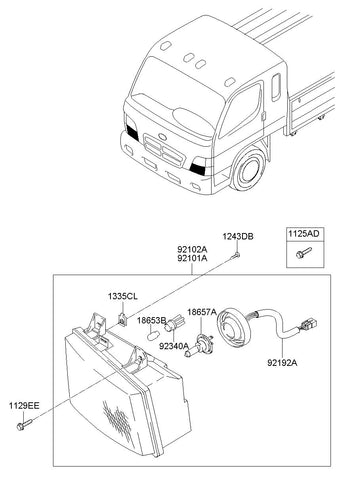 LAMP ASSY-HEADRH <br>92102-5K000, <br>921025K000, <br>92102 5K000 <br>(Original, New)