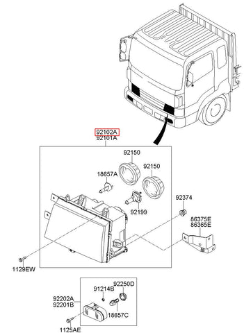 LAMP ASSY-HEAD,RH 92102-6B003 (Original, New)