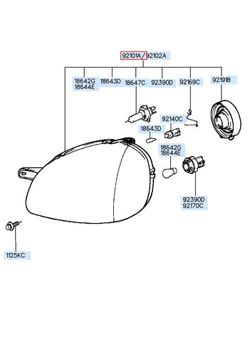 LAMP ASSY-HEAD,LH 92101-D3040 (Original, New)