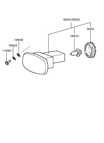 LAMP ASSY-FRONT FOGLH <br>92201-8A100, <br>922018A100, <br>92201 8A100 <br>(Original, New)