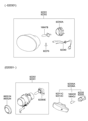 LAMP ASSY-SIDE REPEATERLH 92303-3B120 923033B120 92303 3B120