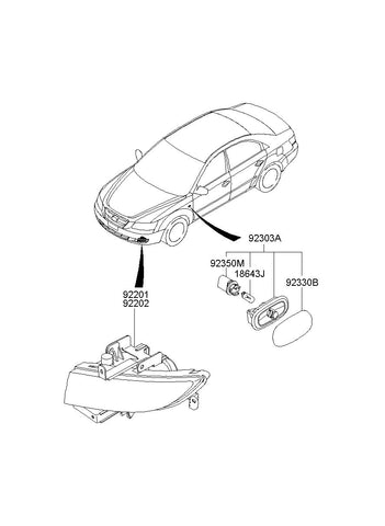 LAMP ASSY-FRONT FOG,RH <br>92202-3K000, <br>922023K000, <br>92202 3K000 <br>(Original, New)