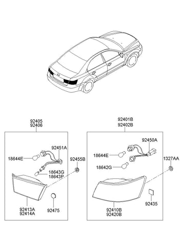 LENS & HSG-RR COMB O/S LAMP,LH <br>92411-3K000, <br>924113K000, <br>92411 3K000 <br>(Original, New)