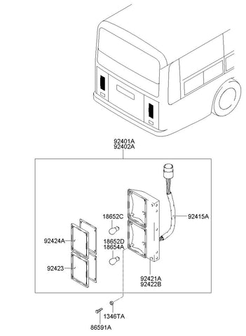 LAMP ASSY-REAR COMBINATIONRH <br>92402-8C101, <br>924028C101, <br>92402 8C101 <br>(Original, New)