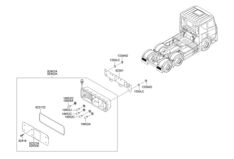 LAMP ASSY-REAR COMBINATIONLH <br>92301-7P200, <br>923017P200, <br>92301 7P200 <br>(Original, New)