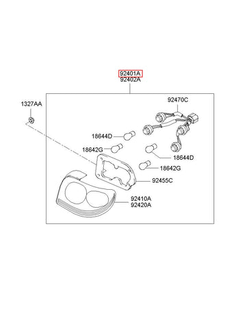 LAMP ASSY-RR COMBINATION LH 92401-3D000 (Original, New)