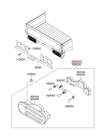 LAMP ASSY-RR COMBINATION LH 92401-4F000 (Original, New)