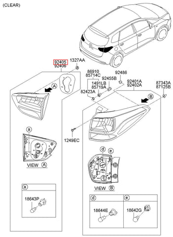 LAMP ASSY-REAR COMB INSIDE,LH 92403-C5100 (Original, New)