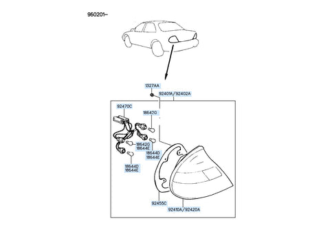 LAMP ASSY-REAR COMBINATION,RH <br>92402-34504, <br>9240234504, <br>92402 34504 <br>(Original, New)