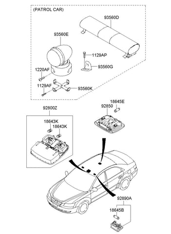 LAMP ASSY-OVERHEAD CONSOLE <br>92800-3K001QS, <br>928003K001QS, <br>92800 3K001QS <br>(Original, New)