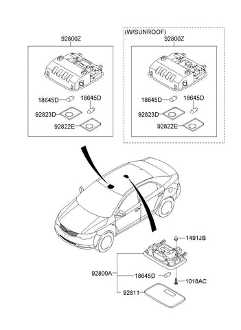 LAMP ASSY-OVERHEAD CONSOLE <br>92810-1M0008O, <br>928101M0008O, <br>92810 1M0008O <br>(Original, New)