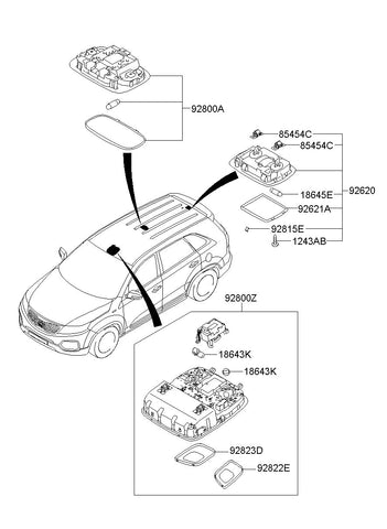 LAMP ASSY-OVERHEAD CONSOLE <br>92800-2P500H9, <br>928002P500H9, <br>92800 2P500H9 <br>(Original, New)