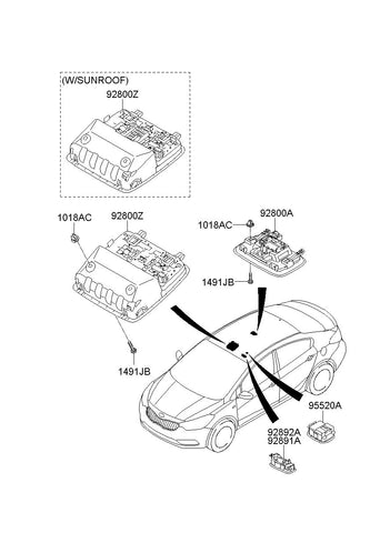 LAMP ASSY-OVERHEAD CONSOLE <br>92800-A7000ED, <br>92800A7000ED, <br>92800 A7000ED <br>(Original, New)