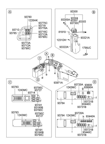 SWITCH ASSY-HEATED SEAT <br>93780-8A000, <br>937808A000, <br>93780 8A000 <br>(Original, New)