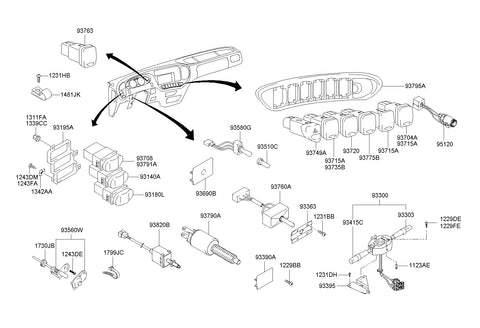 SWITCH-BLACKOUT <br>93760-7A001, <br>937607A001, <br>93760 7A001 <br>(Original, New)