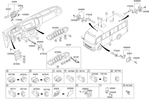 SWITCH ASSY-READING LAMP <br>93713-5A000, <br>937135A000, <br>93713 5A000 <br>(Original, New)