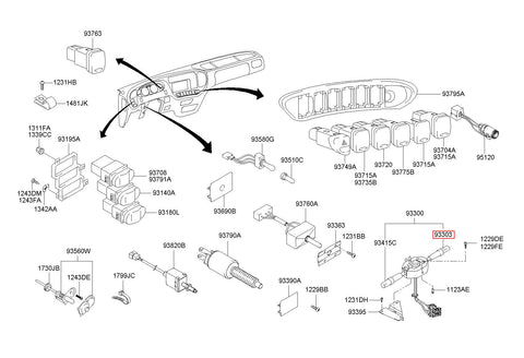 WIPER LEVER ASSY-EXHAUST 93303-5H000 (Original, New)