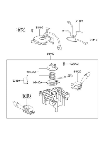 SWITCH ASSY-MULTIFUNCTION <br>93460-3D501, <br>934603D501, <br>93460 3D501 <br>(Original, New)