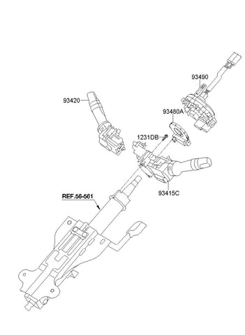 SWITCH ASSY-WIPER & WASHER <br>93420-2P150, <br>934202P150, <br>93420 2P150 <br>(Original, New)