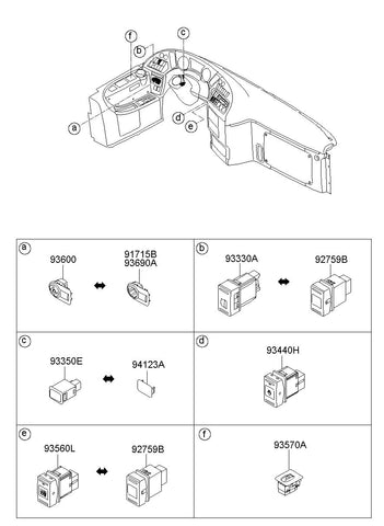 SWITCH-REMOTE CONTROL MIRROR <br>93600-8D000, <br>936008D000, <br>93600 8D000 <br>(Original, New)