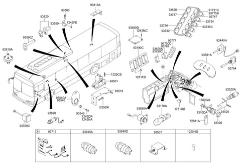 SWITCH ASSY-READING LAMP <br>93734-8C000, <br>937348C000, <br>93734 8C000 <br>(Original, New)