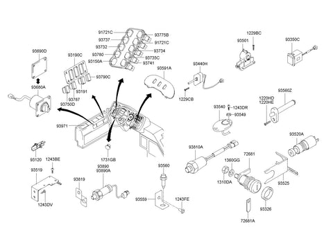 SWITCH ASSY-HEATED SEAT <br>93780-8C000, <br>937808C000, <br>93780 8C000 <br>(Original, New)