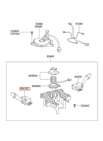 SWITCH ASSY-LIGHTING & T/SIG 93410-39100 (Original, New)