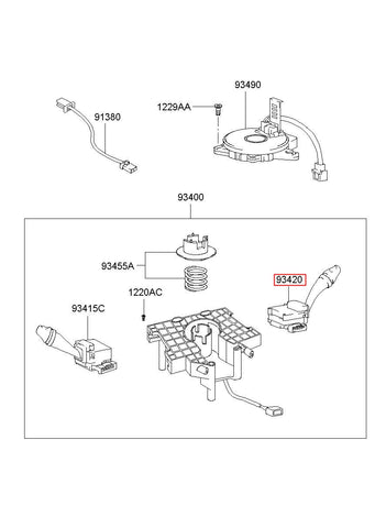 SWITCH ASSY-WIPER & WASHER 93420-H1100 (Original, New)