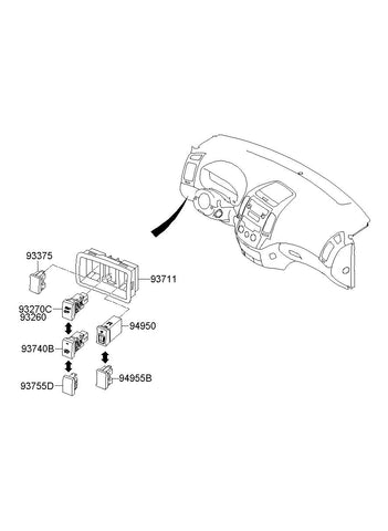 SWITCH ASSY-ECS <br>93750-2L001WK, <br>937502L001WK, <br>93750 2L001WK <br>(Original, New)