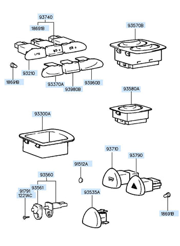 SWITCH ASSY-P/WDO MAIN <br>93570-3E0306W, <br>935703E0306W, <br>93570 3E0306W <br>(Original, New)