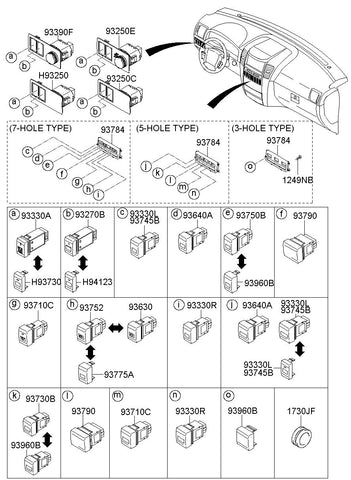 SWITCH ASSY-W/WIPER DEICER <br>93780-3E530, <br>937803E530, <br>93780 3E530 <br>(Original, New)