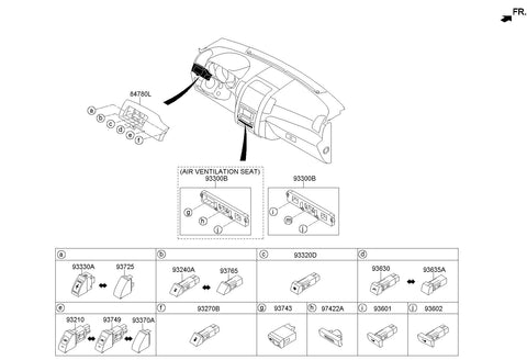 COMPLETE-CONSOLE FLOOR SWITCH <br>93300-2P010CA, <br>933002P010CA, <br>93300 2P010CA <br>(Original, New)