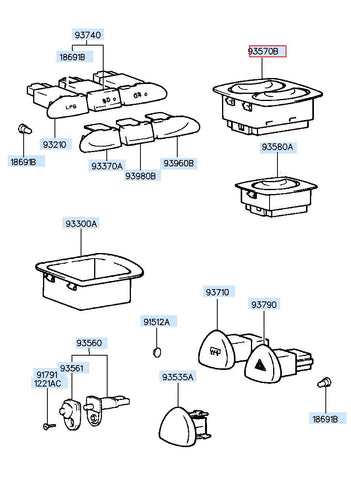 SWITCH ASSY-P/WDO MAIN 93570-D30514X (Original, New)