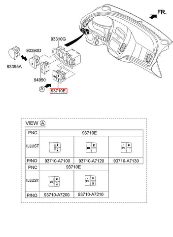 SWITCH ASSY-SIDE CRASH PAD 93710-C5010 (Original, New)