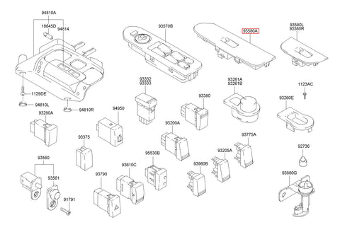 SWITCH ASSY-P/WDO SUB 93501-H1210TN (Original, New)