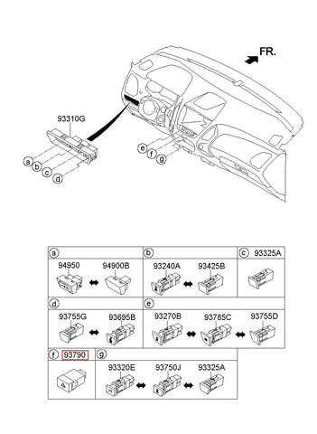 SWITCH ASSY-HAZARD 93790-2S000BLH (Original, New)