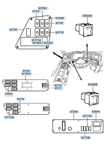 SWITCH ASSY-READING LAMP <br>93713-8A001, <br>937138A001, <br>93713 8A001 <br>(Original, New)