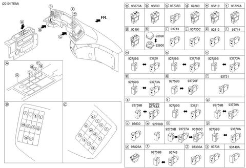 SWITCH ASSY-HEADLAMP WASHER <br>93760-3E510, <br>937603E510, <br>93760 3E510 <br>(Original, New)