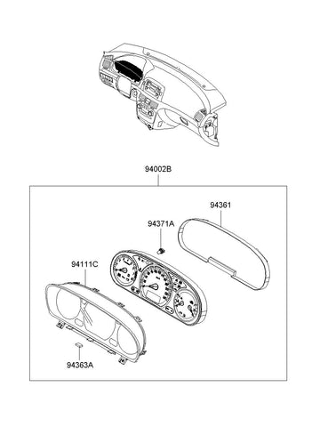 GLASS & BEZEL ASSY-CLUSTER <br>94360-3K100, <br>943603K100, <br>94360 3K100 <br>(Original, New)