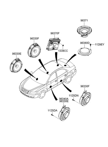 SPEAKER & PROTECTOR ASSY-FRT DOOR <br>96330-3K400, <br>963303K400, <br>96330 3K400 <br>(Original, New)